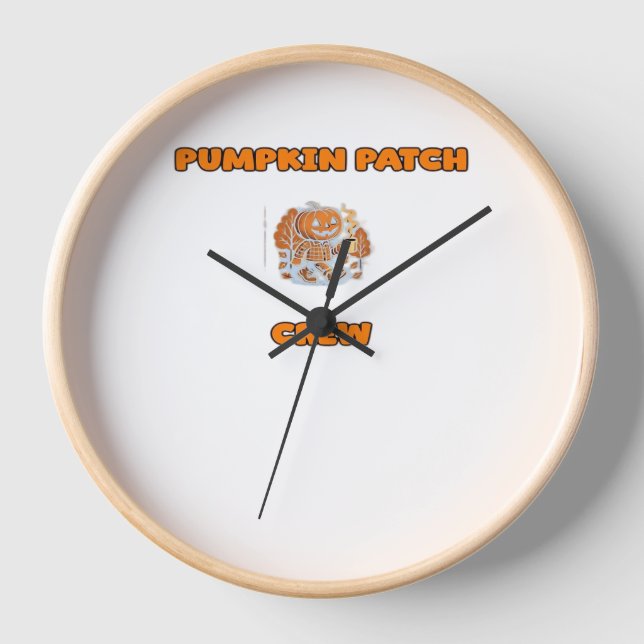 Reloj Caída Rústica Calabazas de otoño hojas de flores C (Anverso)