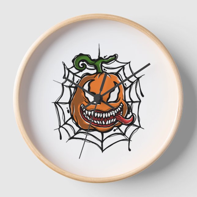 Reloj Calabaza - Diseño de Halloween - Camisa de terror (Anverso)