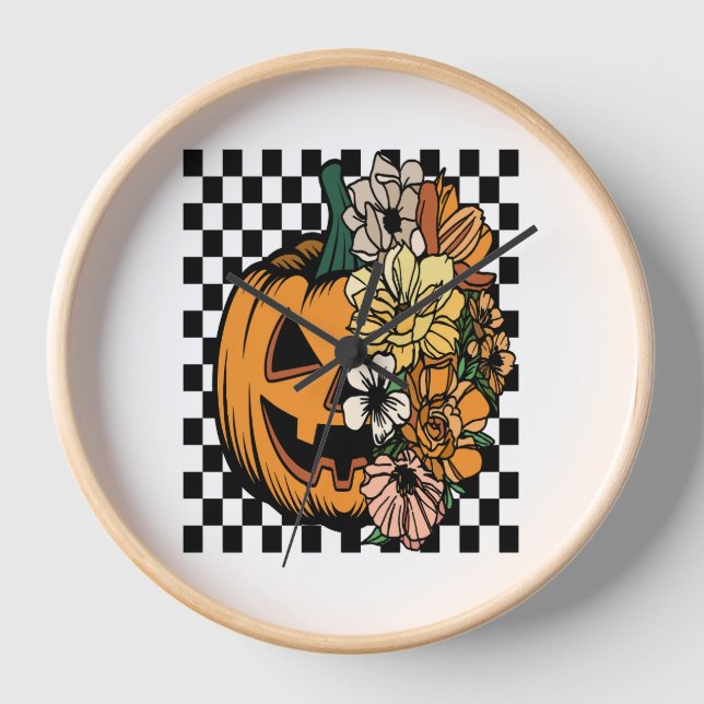 Reloj Calabaza floral (Anverso)