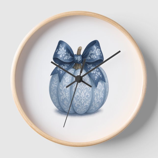 Reloj Calabaza floral azul (Anverso)