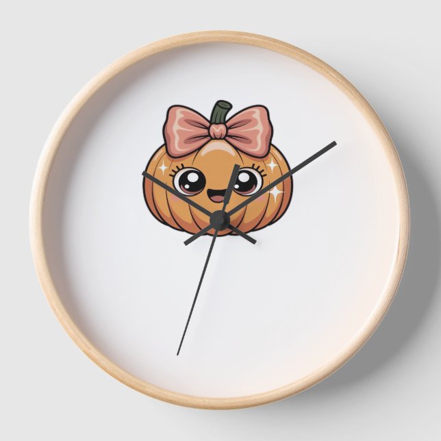 Reloj calabaza kawaii camiseta sobredimensionada (Anverso)