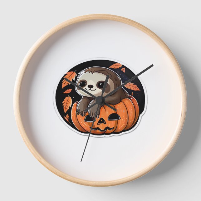 Reloj calabaza lenta Halloween pegatina camiseta sobredi (Anverso)