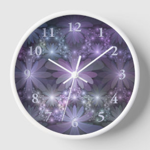 Reloj Cama de flores arte abstracto fractal brillante de