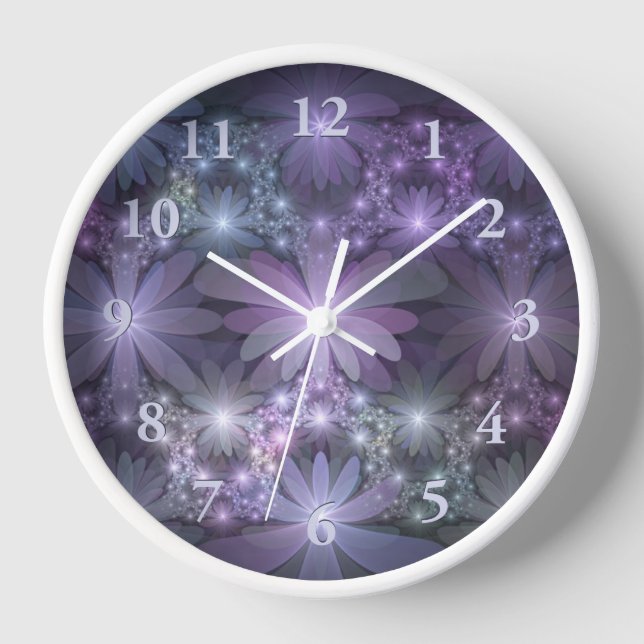 Reloj Cama de flores arte abstracto fractal brillante de (Anverso)