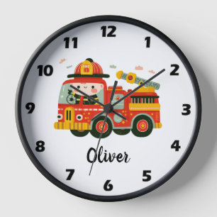 Reloj Camión de bomberos y niño bombero lindo y capricho