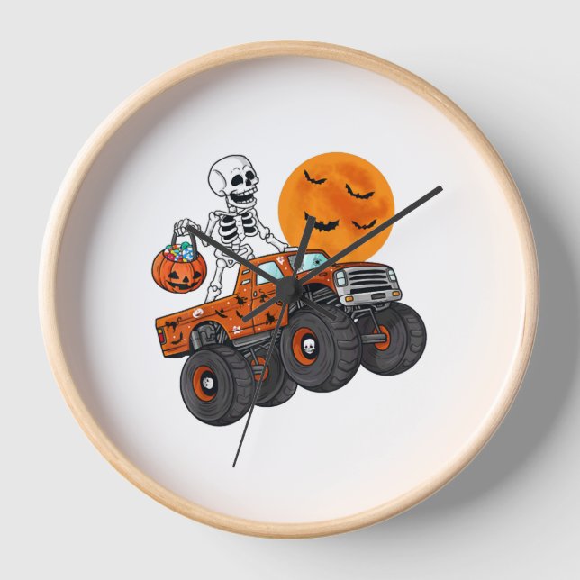 Reloj Camión Monstruo de Halloween Skeleton (Anverso)