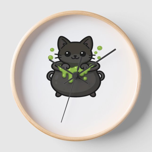 Reloj Camiseta clásica de gato negro de Halloween (Anverso)