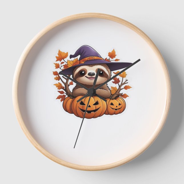 Reloj Camiseta clásica de Halloween Personalizado Sloth (Anverso)