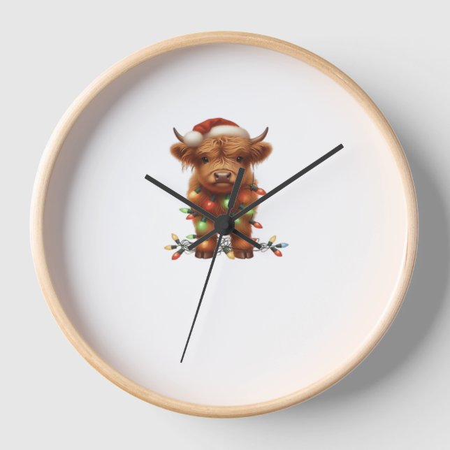 Reloj Camiseta clásica de vaca Highland para navidades (Anverso)