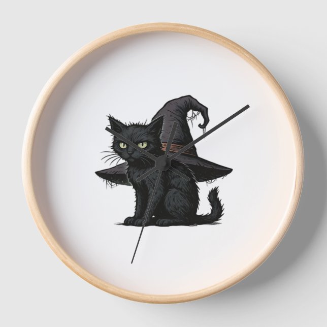 Reloj Camiseta clásica del gato mágico de Halloween (Anverso)