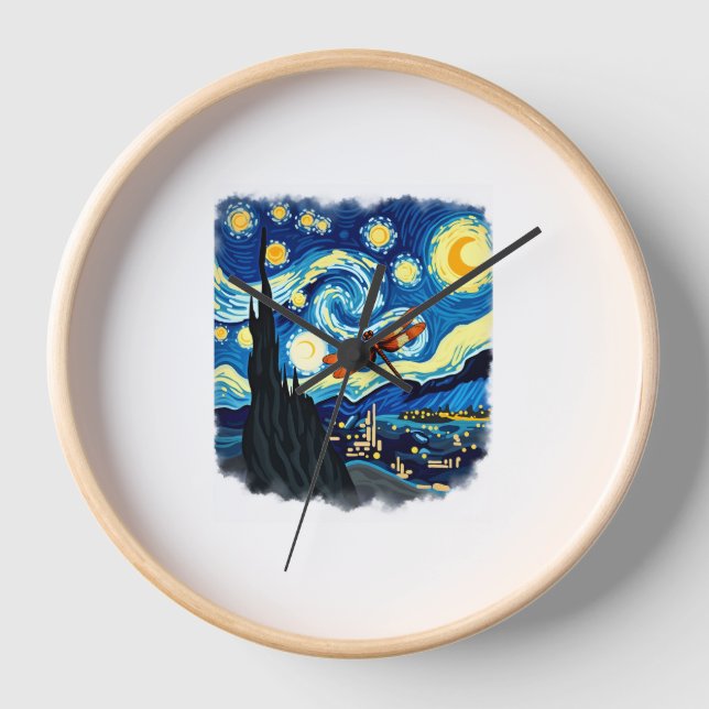 Reloj Camiseta de Dragonfly artística Van Gogh Starry Ni (Anverso)