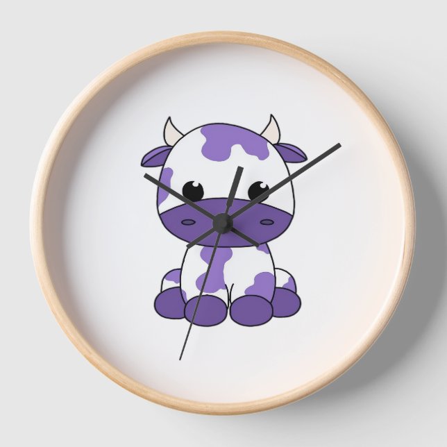 Reloj Camiseta sobredimensionada de vaca morada_1 (Anverso)