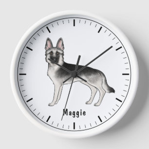 Reloj Canción de plata perro pastor alemán con texto Per