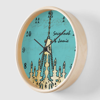 Reloj Candelabro de nota musical personalizada Cualquier