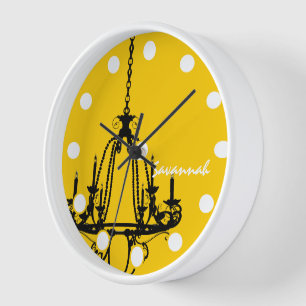 Reloj Candil de pájaro amarillo mostaza personalizado