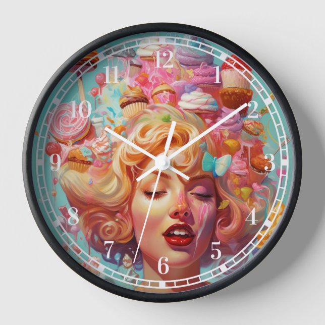 Reloj Candy Ice Cream Chica Surreal Fantasía arte (Anverso)