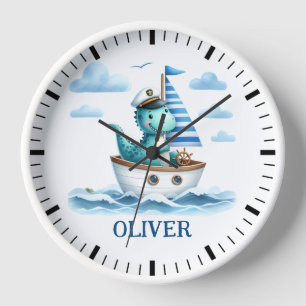 Reloj Capitán de barco náutico de dinosaurio lindo perso