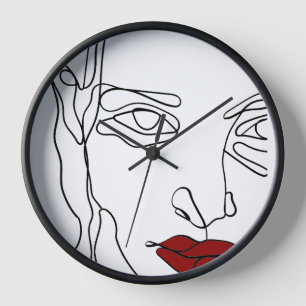 Reloj Cara moderna de dibujo minimalista de una línea