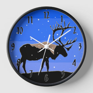 Reloj Caribú en Invierno - Arte de Vida Silvestre Origin