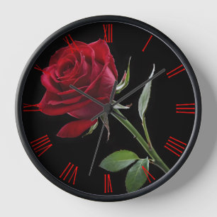 Reloj Carmesí sobre Ébano: La Rosa Roja Única,