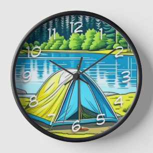 Reloj Carpa temática de camping en la naturaleza en los 