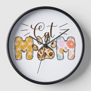 RELOJ CARTA COLORIDA QUE DICE CAT MOM