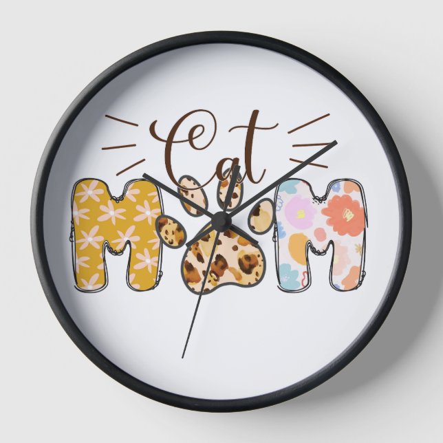 RELOJ CARTA COLORIDA QUE DICE CAT MOM (Anverso)