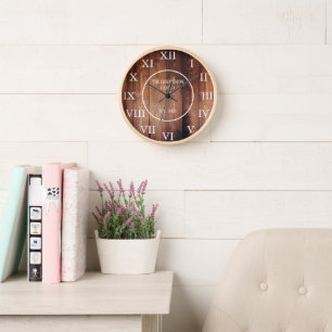 Reloj Casa de campo con nombre de familia rústica de mad