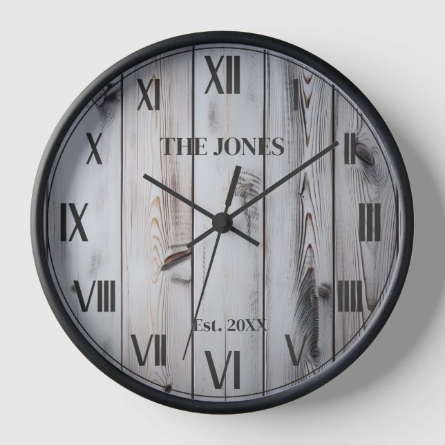 Reloj Casa de campo rústica de madera blanca (Anverso)