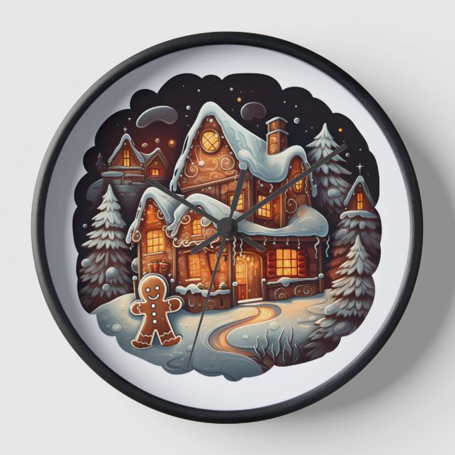 Reloj Casa del hombre de Gingerbread de Navidad (Anverso)