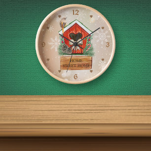 Reloj Casa Dulce Casa Pajarera de Navidad