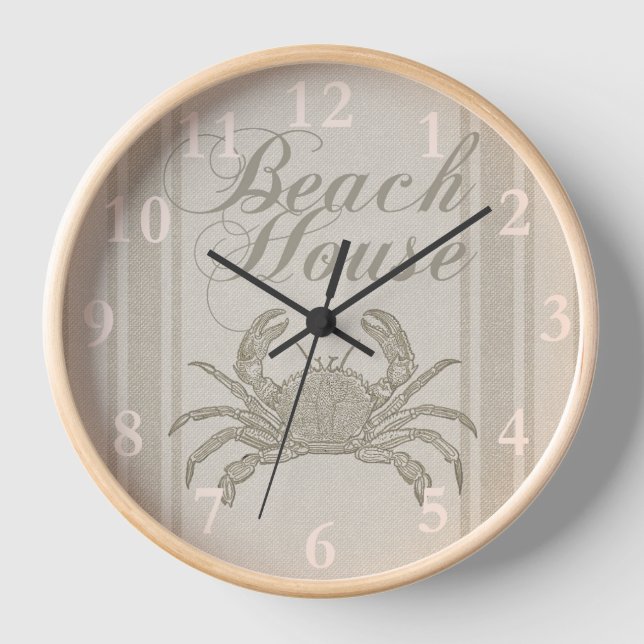 Reloj Caseta de playa Crab Vintage costero (Anverso)