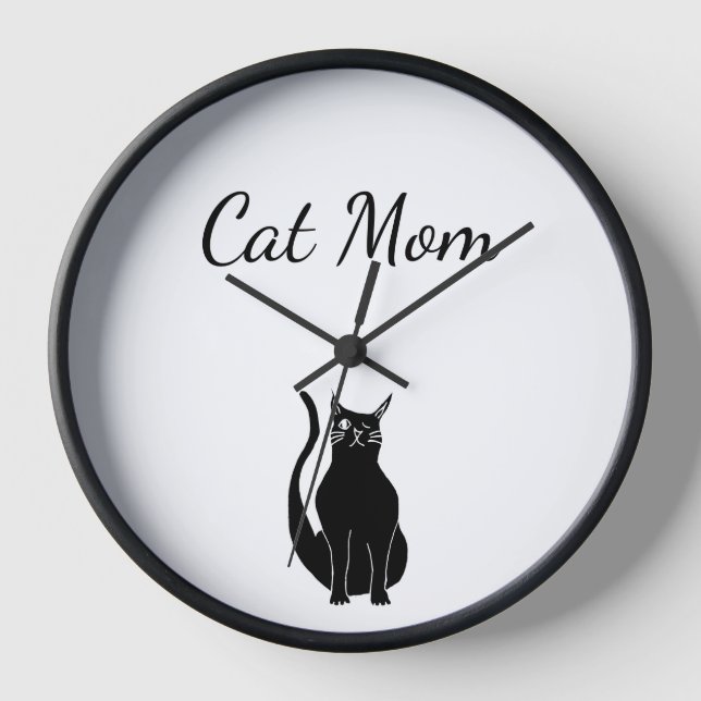 Reloj Cat Mom Personalizado Cute Black Winty Kitty (Anverso)