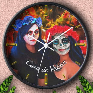 Reloj Catrinas de Vallarta con Flores y Velas 1718