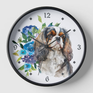 Reloj Cavalier floral azul Rey Carlos Spaniel Dog