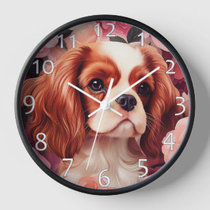 Reloj Cavalier King Charles Spaniel en Rosas