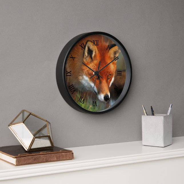 Reloj Caza de arte de pintura al óleo de Red Fox (Oficina)