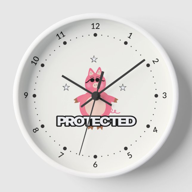 Reloj Cerdo rosa gracioso (Anverso)