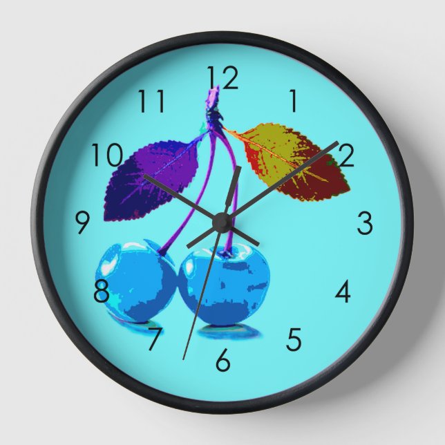 Reloj Cerezas azules brillantes (Anverso)