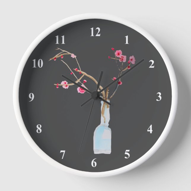 Reloj Cherry Blossom sakura acuarela arte (Anverso)