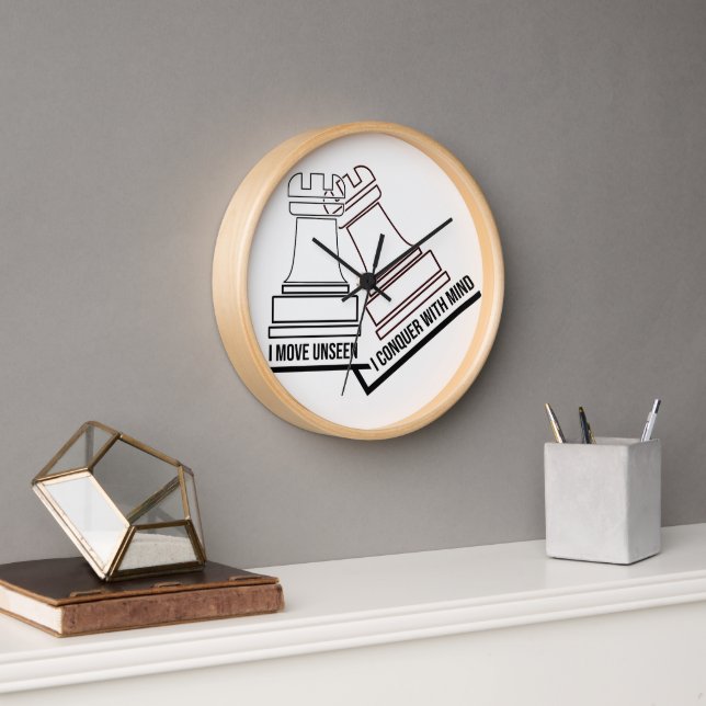 Reloj Chess Rook Wall Clock – "I Move Unseen, I Conquer  (Oficina)