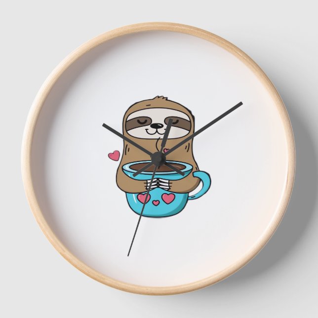 Reloj Chibi Sloth Coffee Lover - Cute Kawaii Sloth Huggi (Anverso)