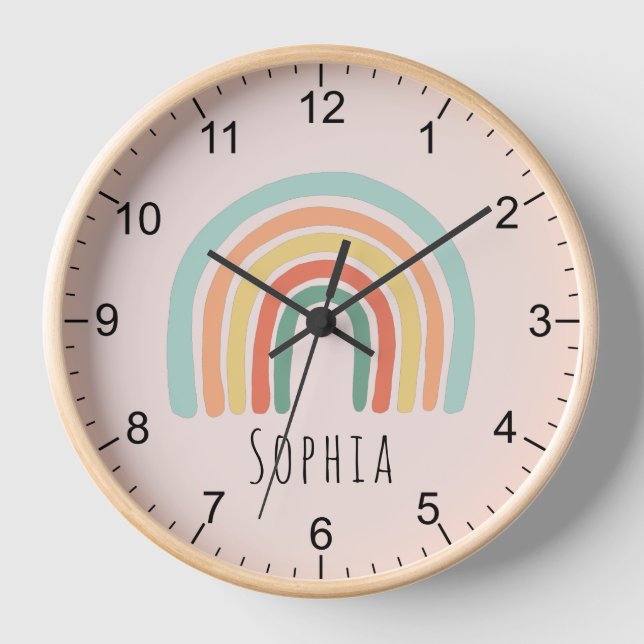 Reloj Chicas adoran guardería para bebé con arco iris ro (Anverso)