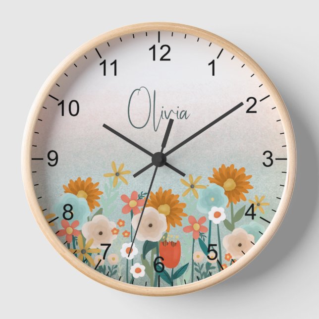 Reloj Chicas Cute Boho Niños Botánicos De Flora Rosa (Anverso)