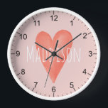 Reloj Chicas Cute Whimsical Acuarela Pink Hearts Kids<br><div class="desc">Este diseño de relojes para niños,  bonito y caprichoso,  cuenta con un corazón de acuarela rosa y puede ser personalizado con el nombre de sus chicas. Perfecto para un niño rosa. ¡Excelente decoración para una habitación de niños o una guardería para niñas!</div>