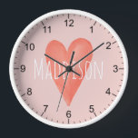 Reloj Chicas Cute Whimsical Acuarela Pink Hearts Kids<br><div class="desc">Este diseño de relojes para niños,  bonito y caprichoso,  cuenta con un corazón de acuarela rosa y puede ser personalizado con el nombre de sus chicas. Perfecto para un niño rosa. ¡Excelente decoración para una habitación de niños o una guardería para niñas!</div>