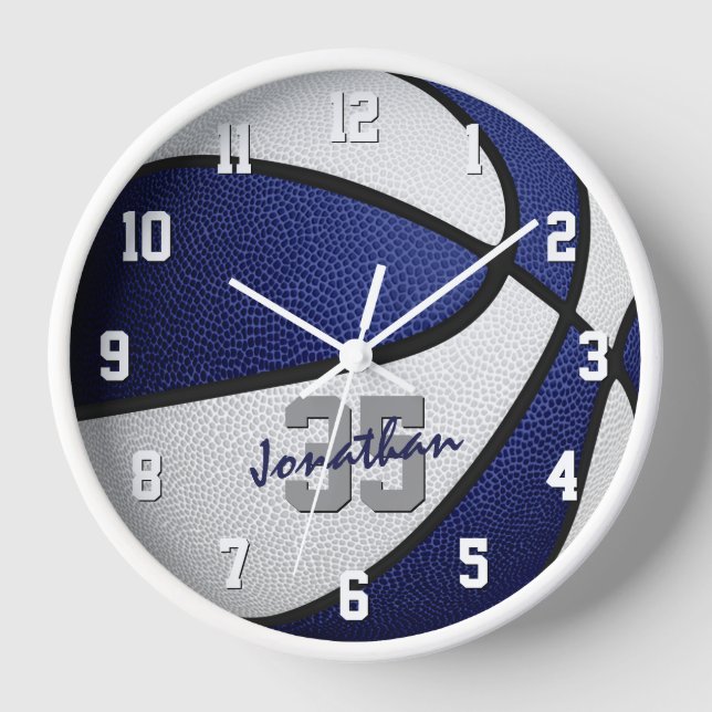 Reloj chicas de baloncesto de los chicos blancos azules  (Anverso)