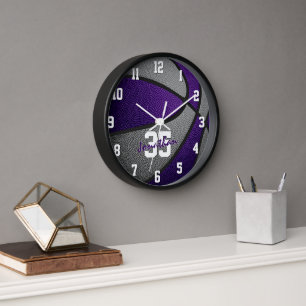 Reloj chicas de baloncesto de niños grises morados perso