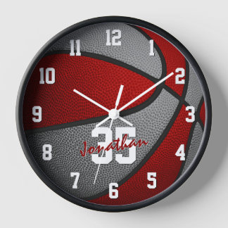 Reloj chicas de baloncesto rojo grisáceo personalizados