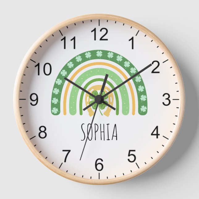 Reloj Chicas de Patrick's Rainbow y Name Clock (Anverso)